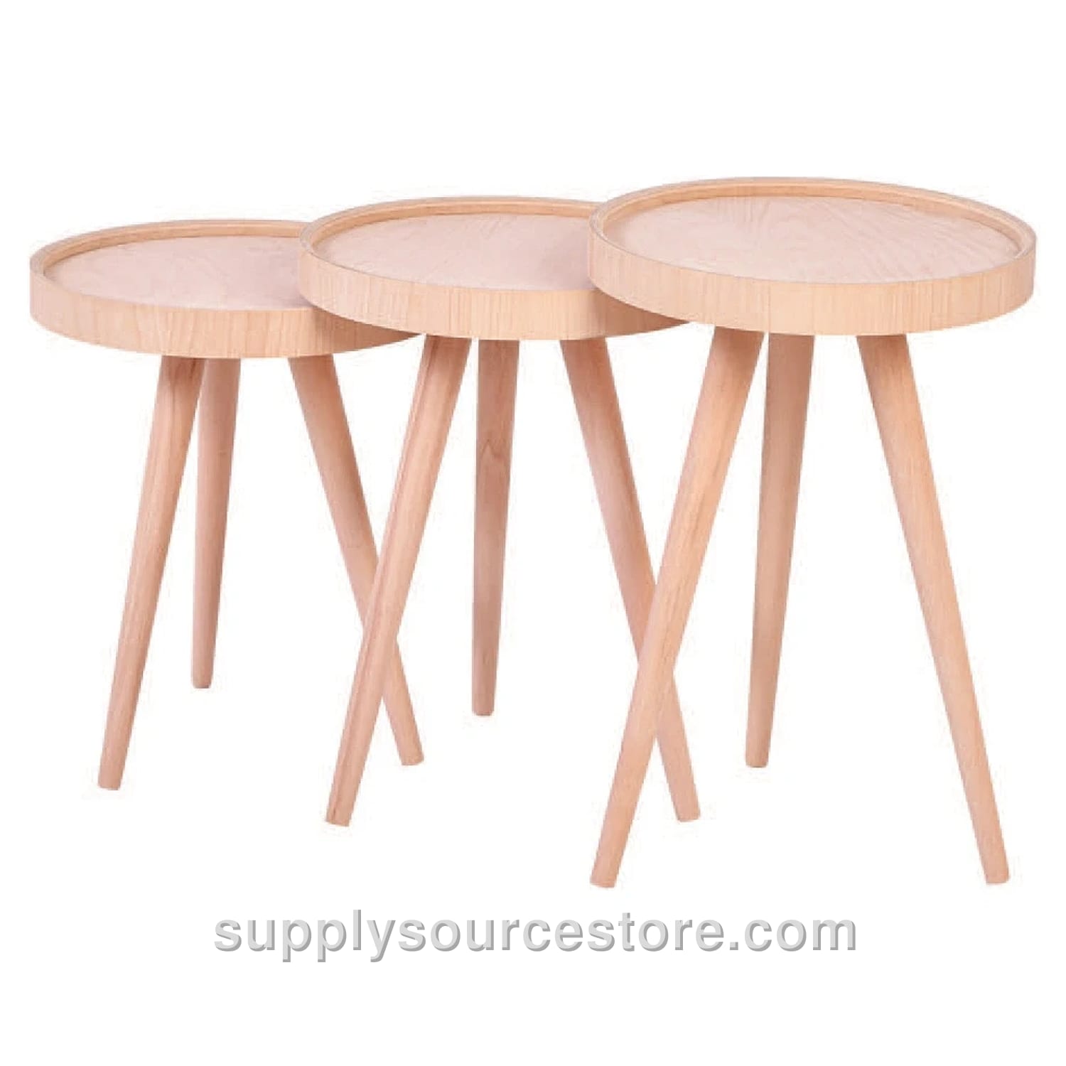 Recessed Round Nesting Table Beech