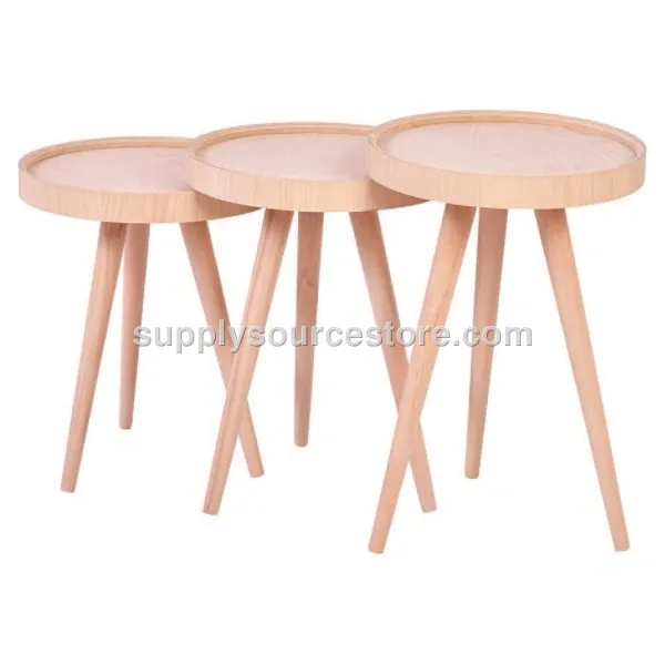 Retro Recessed Round Nesting Table Beech