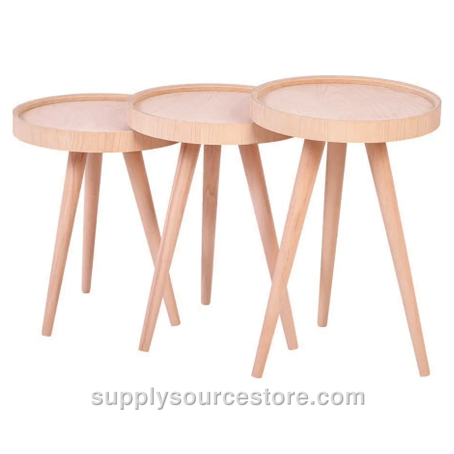 Retro Recessed Round Nesting Table Beech