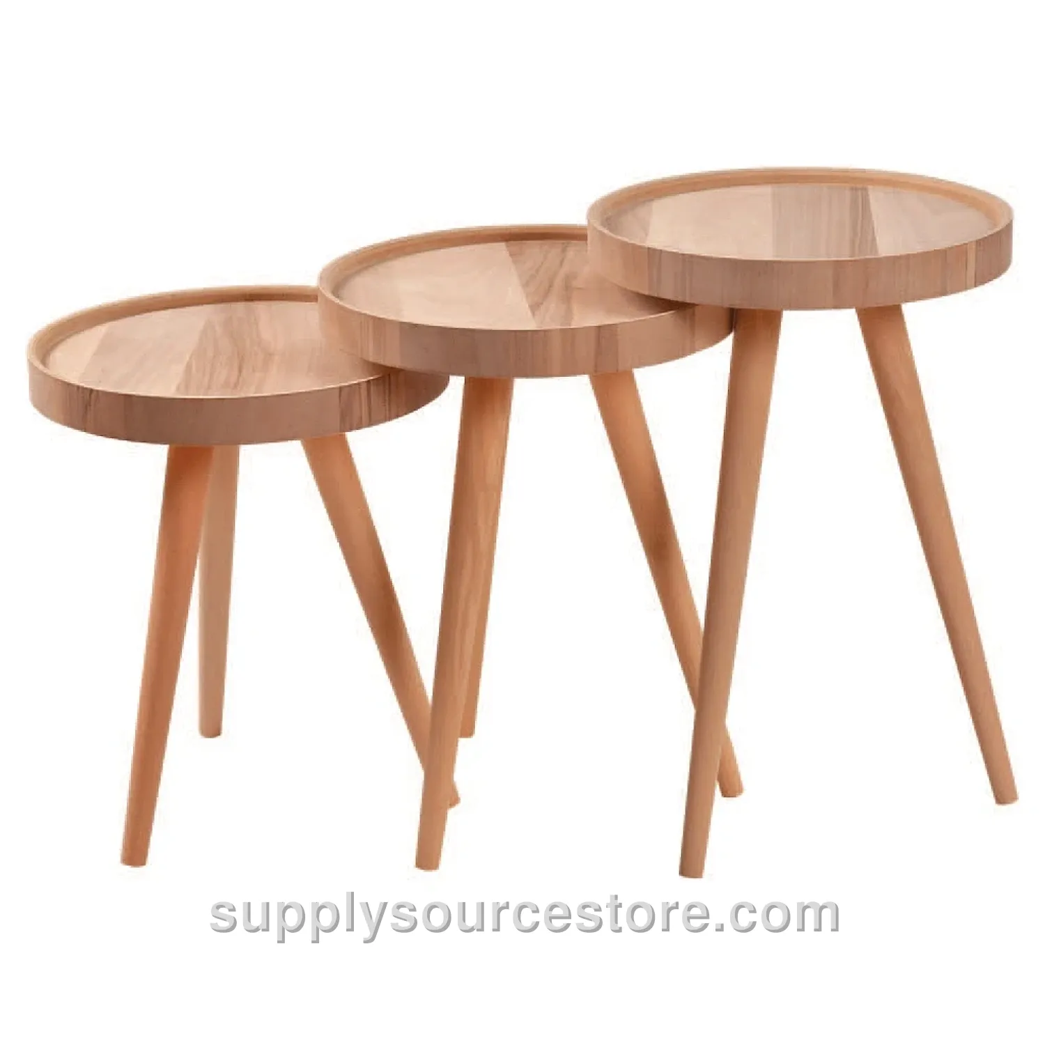 Retro Recessed Round Nesting Table Walnut