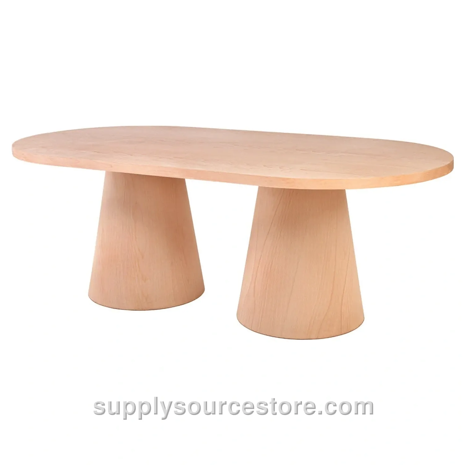 Barrel Oval Double Table with Beech Base