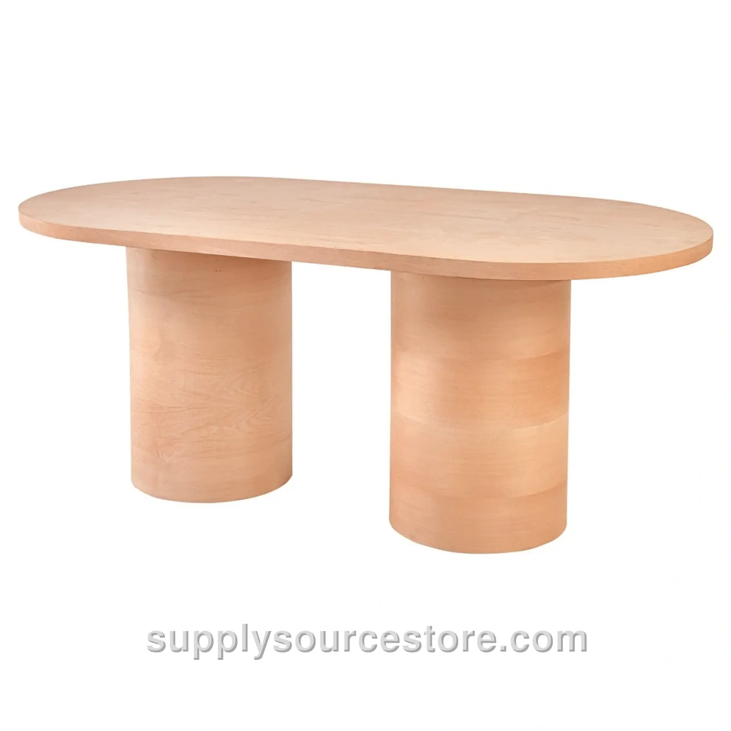 Cylindrical Oval Table Double With Base Beech