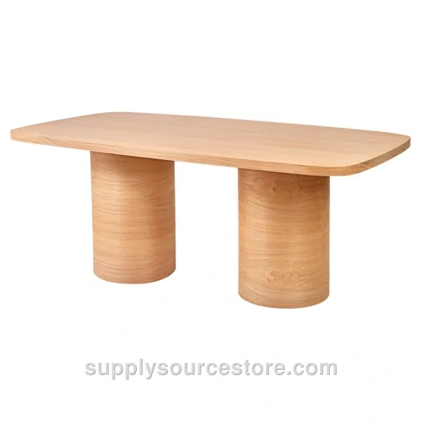 Cylindrical Robus Table Double With Base Oak
