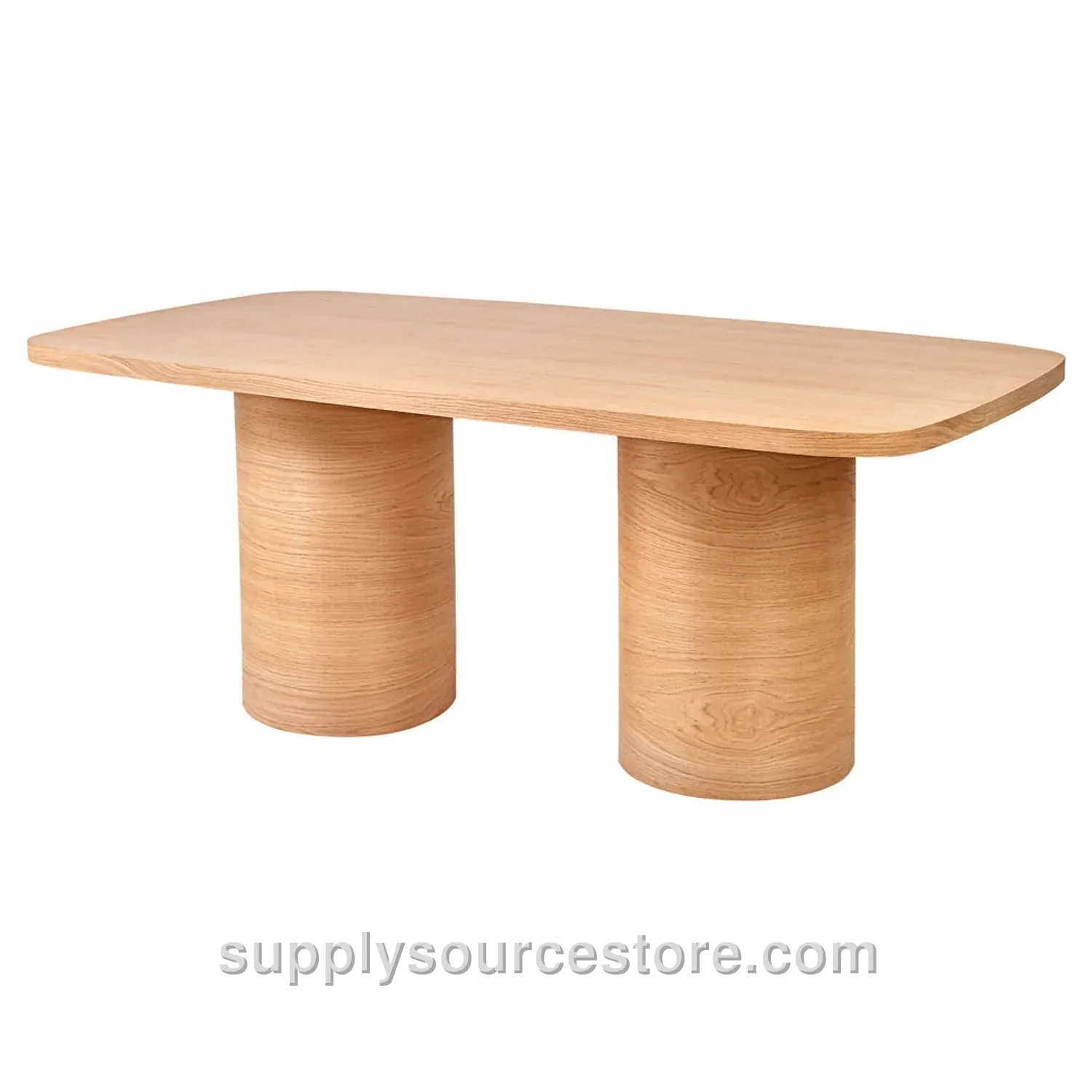 Cylindrical Robus Table Double With Base Oak