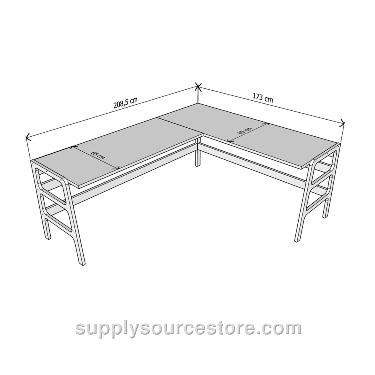 L Shape desk 208 x 173 D65