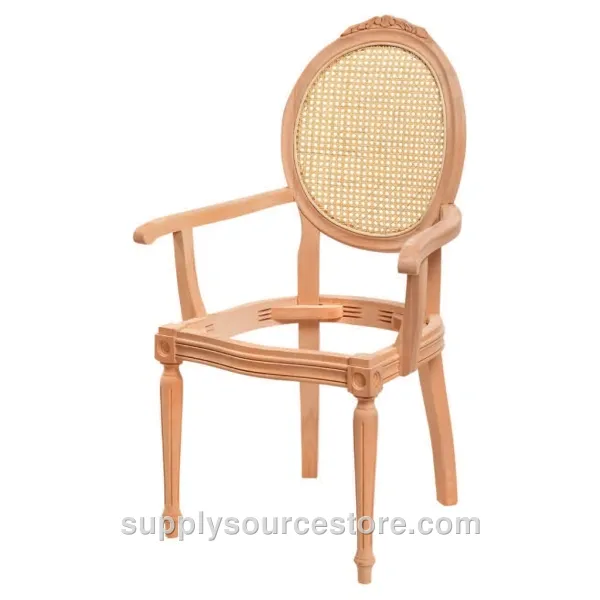 Medallion Turned Carved With Arms Cane Chair