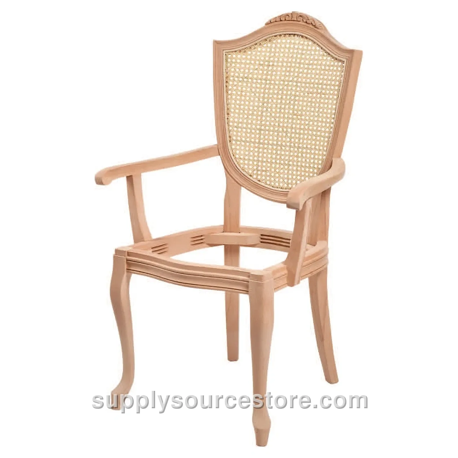 Goblet Lukens Carved Arms Cane Chair
