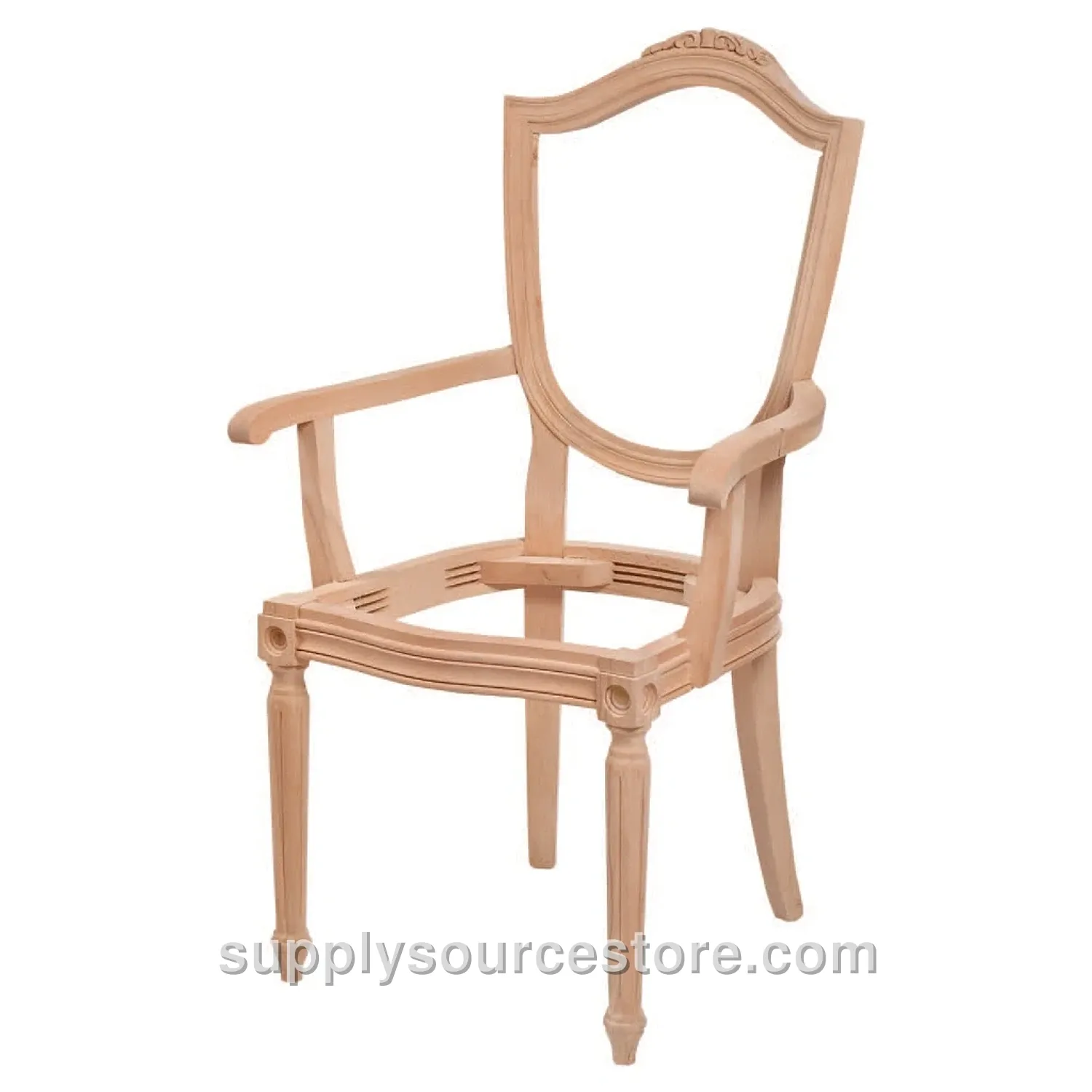 Goblet Turned Carved Chair with Arms