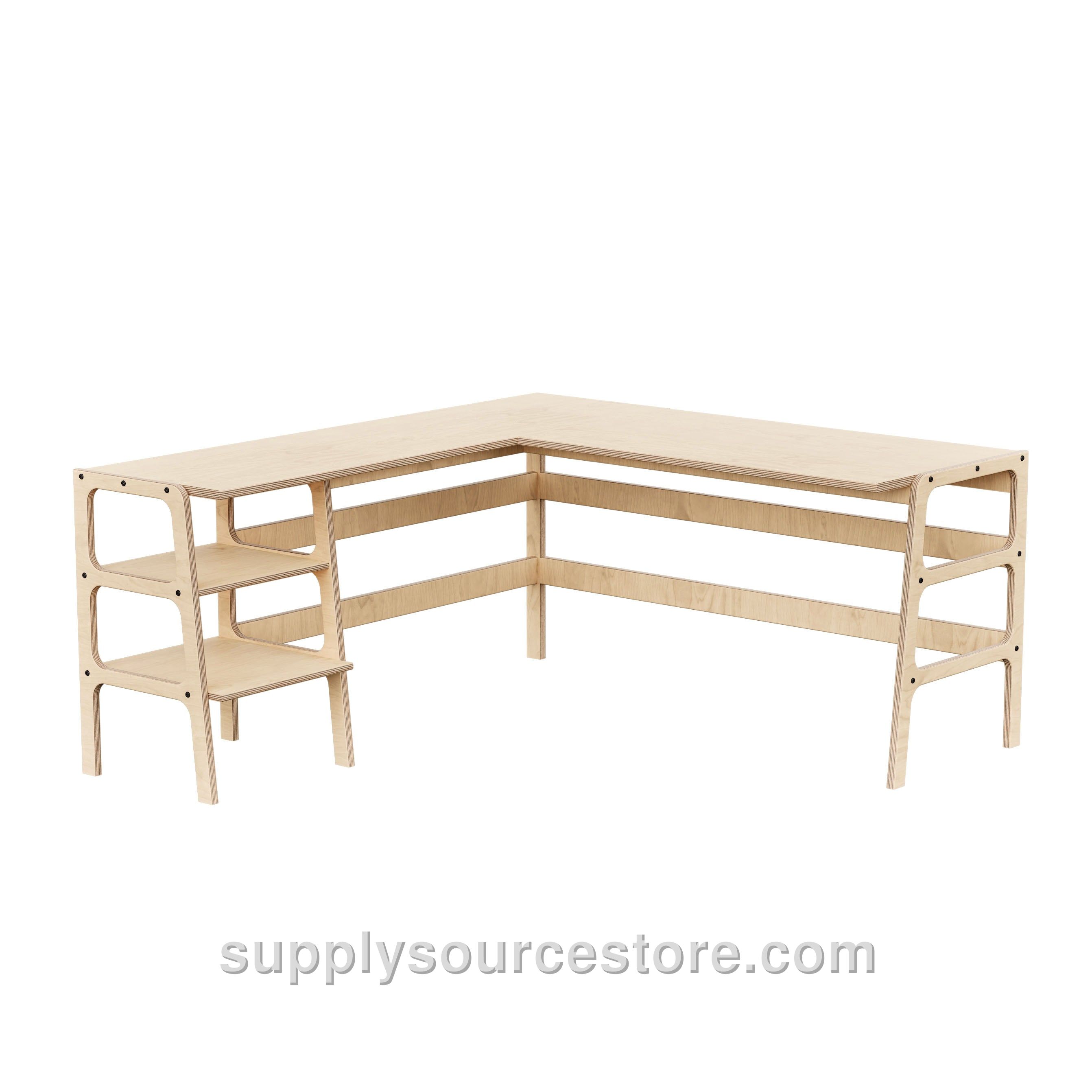 Mid-Century L-Shape Desk · Shelves · 65/65