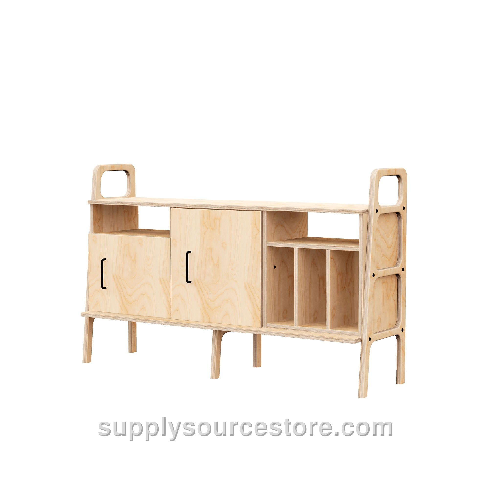 Mid-Century Credenza · Vinyl, Open & Cabinet · 143 cm (56.3 in)
