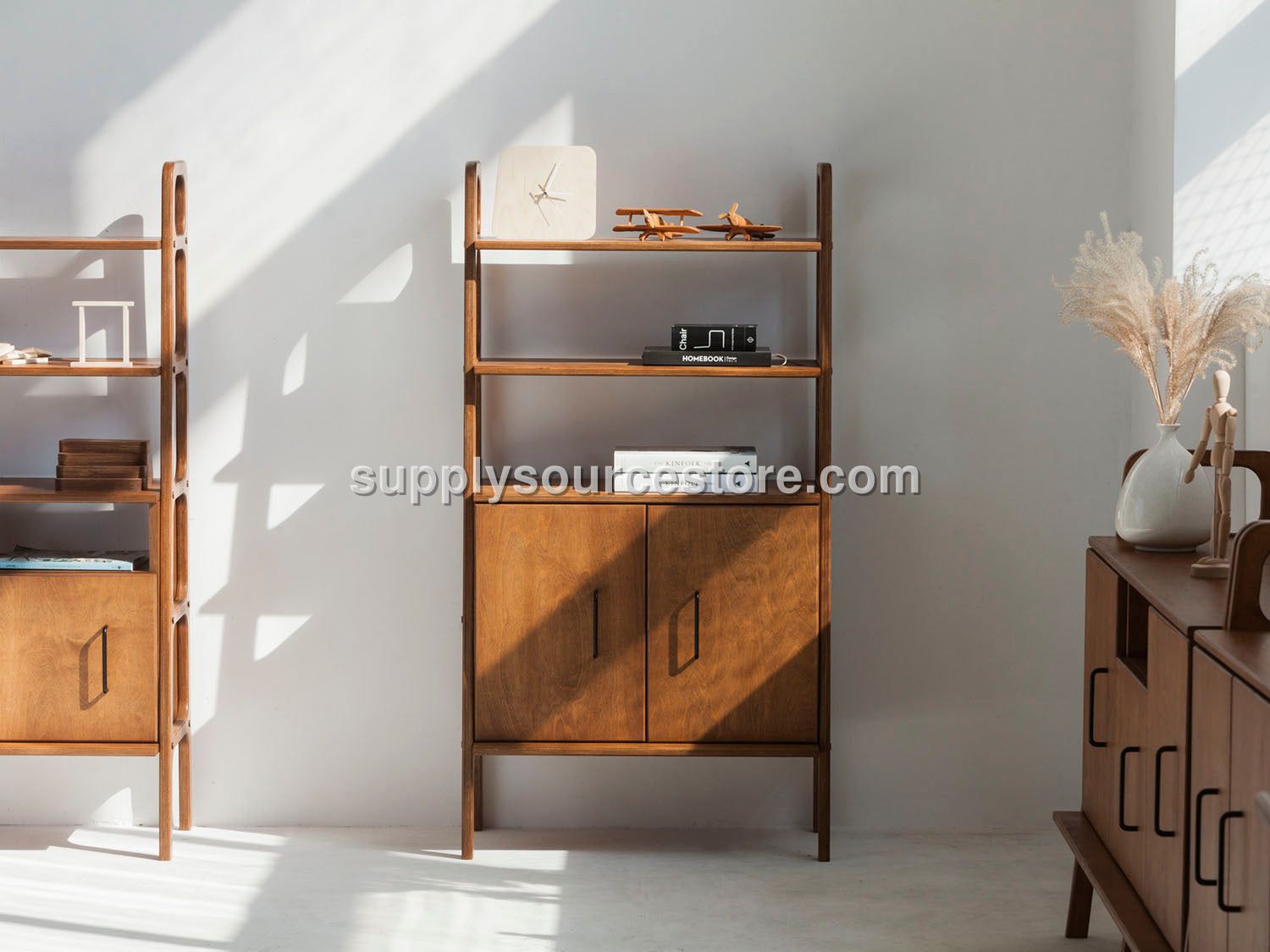 Bookcase Midi with cabinet open