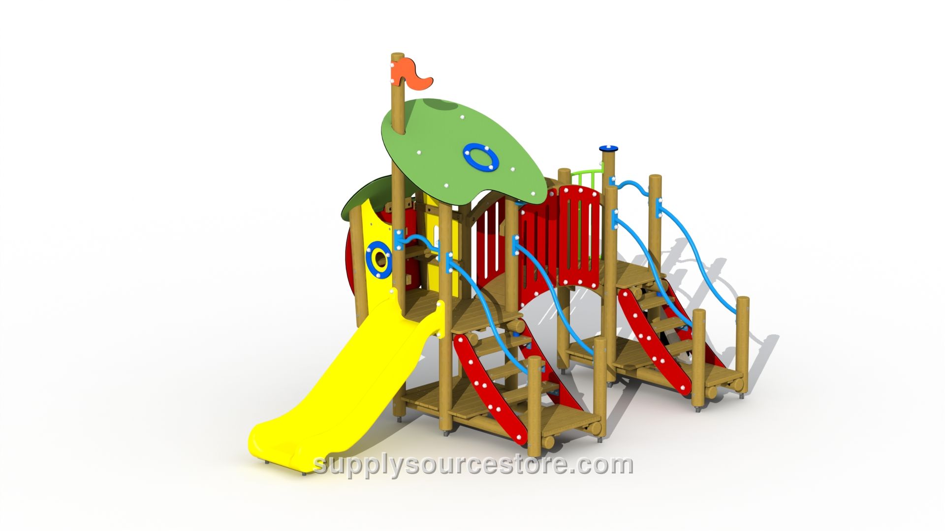 The Wolf And The Seven Little Goats (plastic Slide And Arched Bridge) Toddler Play Unit