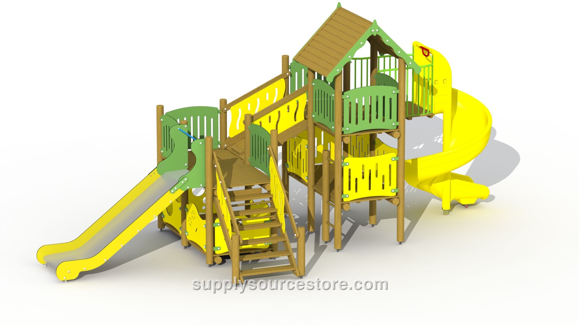 Pirates Den (Low Stainless Steel Slide And Spiral Slide)