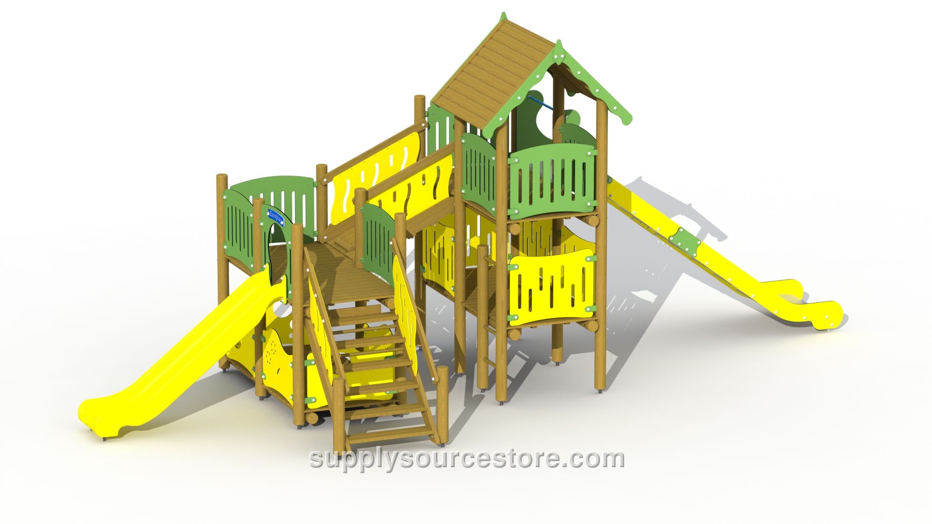 Pirates Den (low Plastic Slide And High Stainless Steel Slide) Play Tower