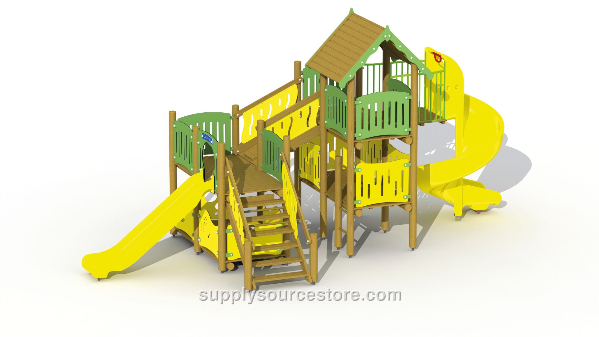 Pirates Den (low Plastic Slide And Spiral Slide) Play Tower