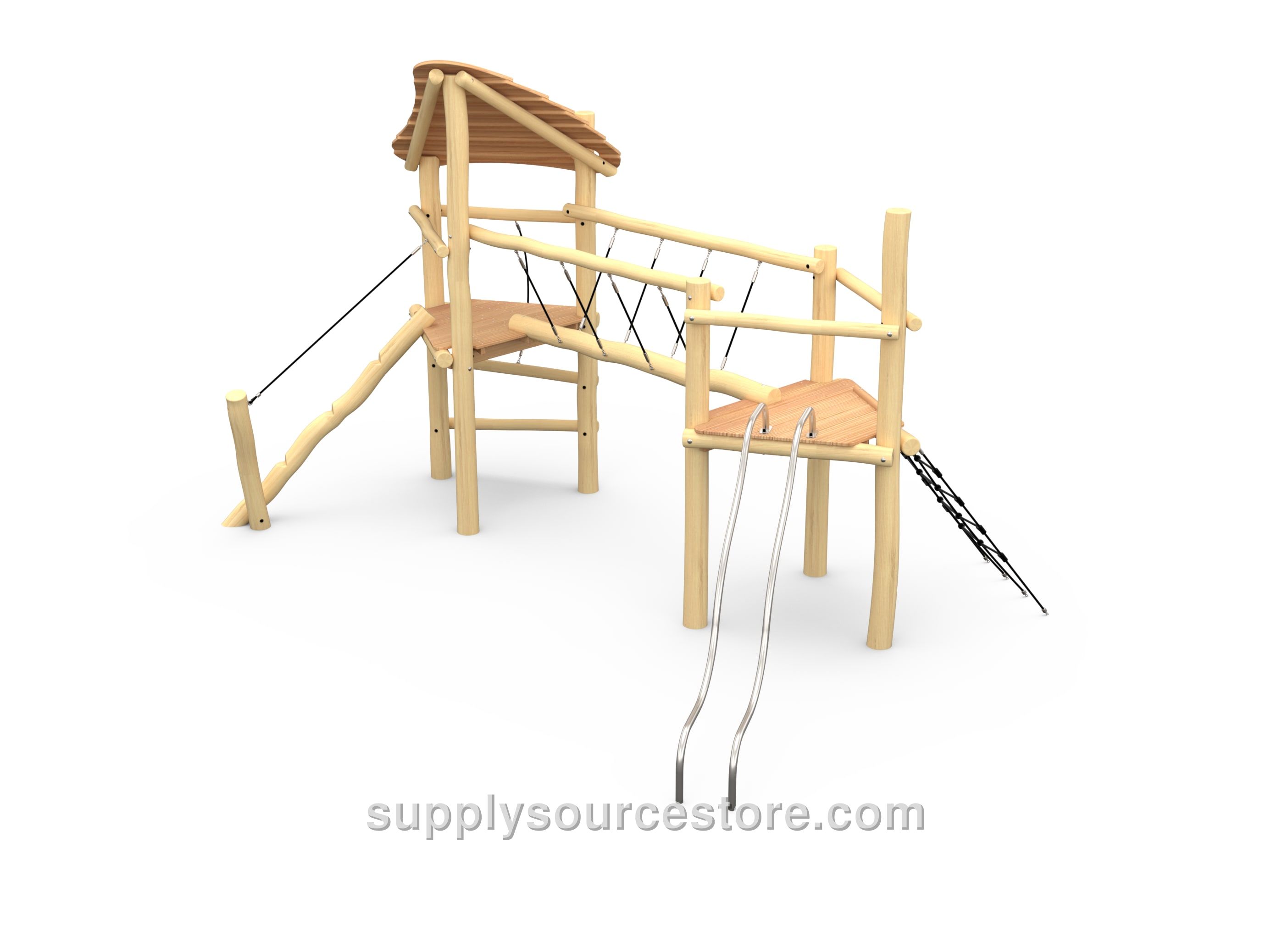 Beetle Bridge (stainless Steel Tubes, With Roof) Play Tower