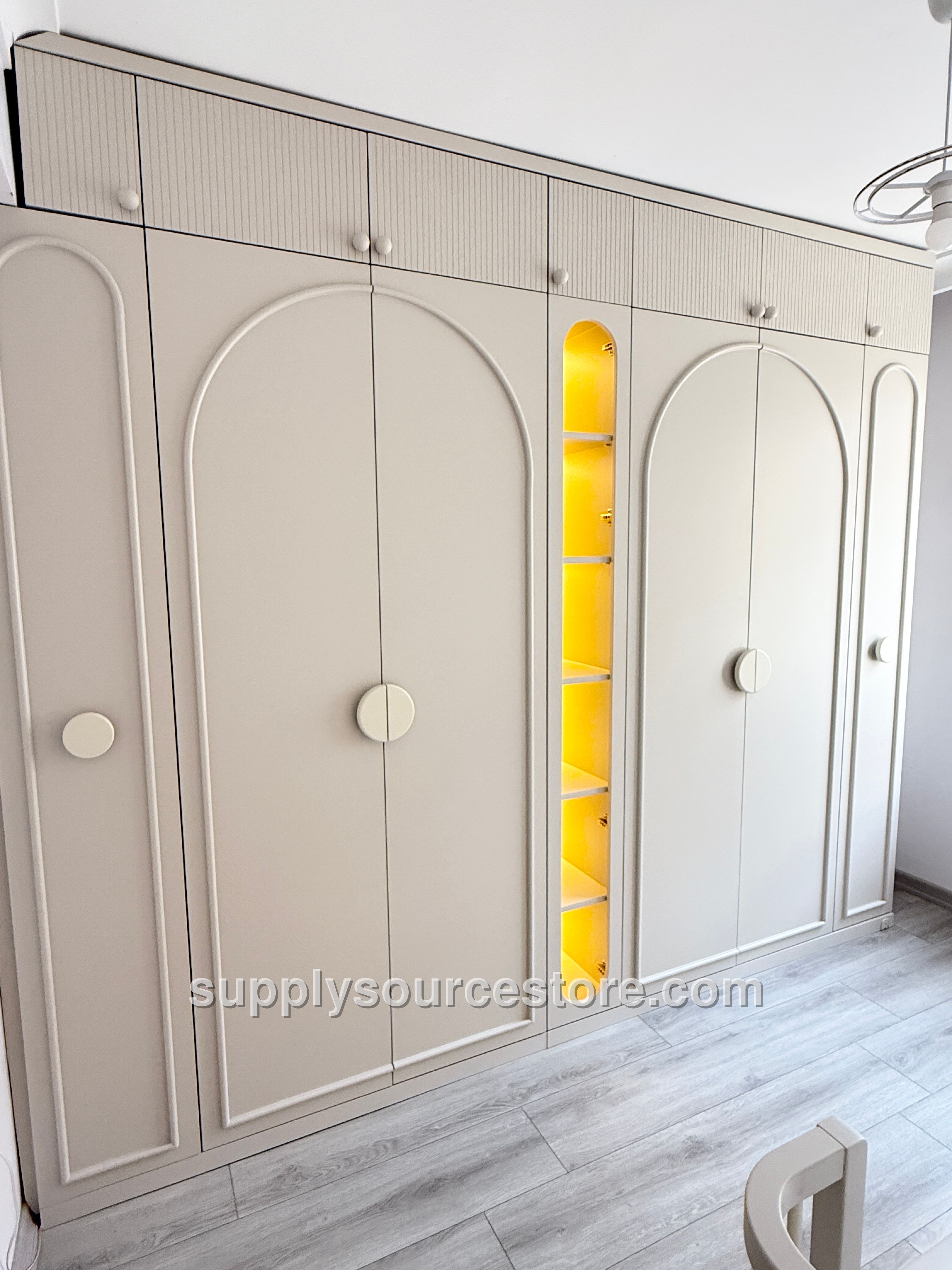 Petra Series 6-Compartment Top-Accessory LED Wardrobe