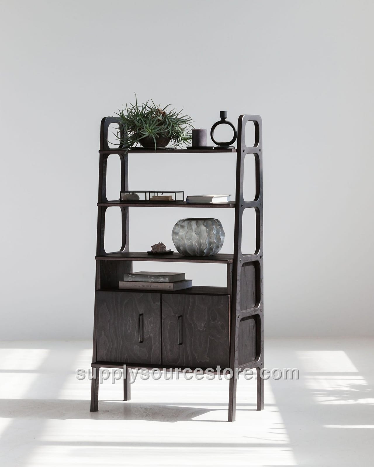 Midi Bookcase with Open Cabinet