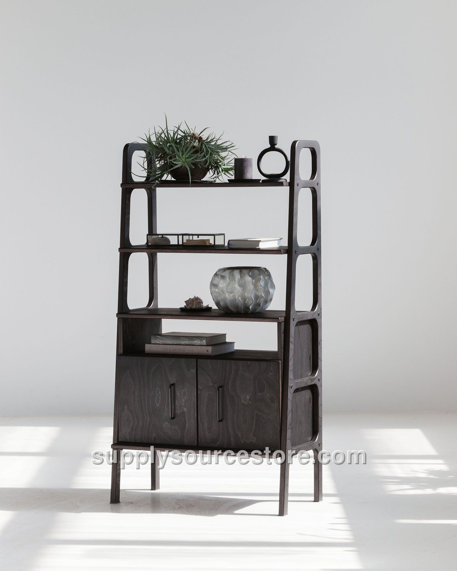 Midi Bookcase With Open Cabinet 140 cm (55.1 in)