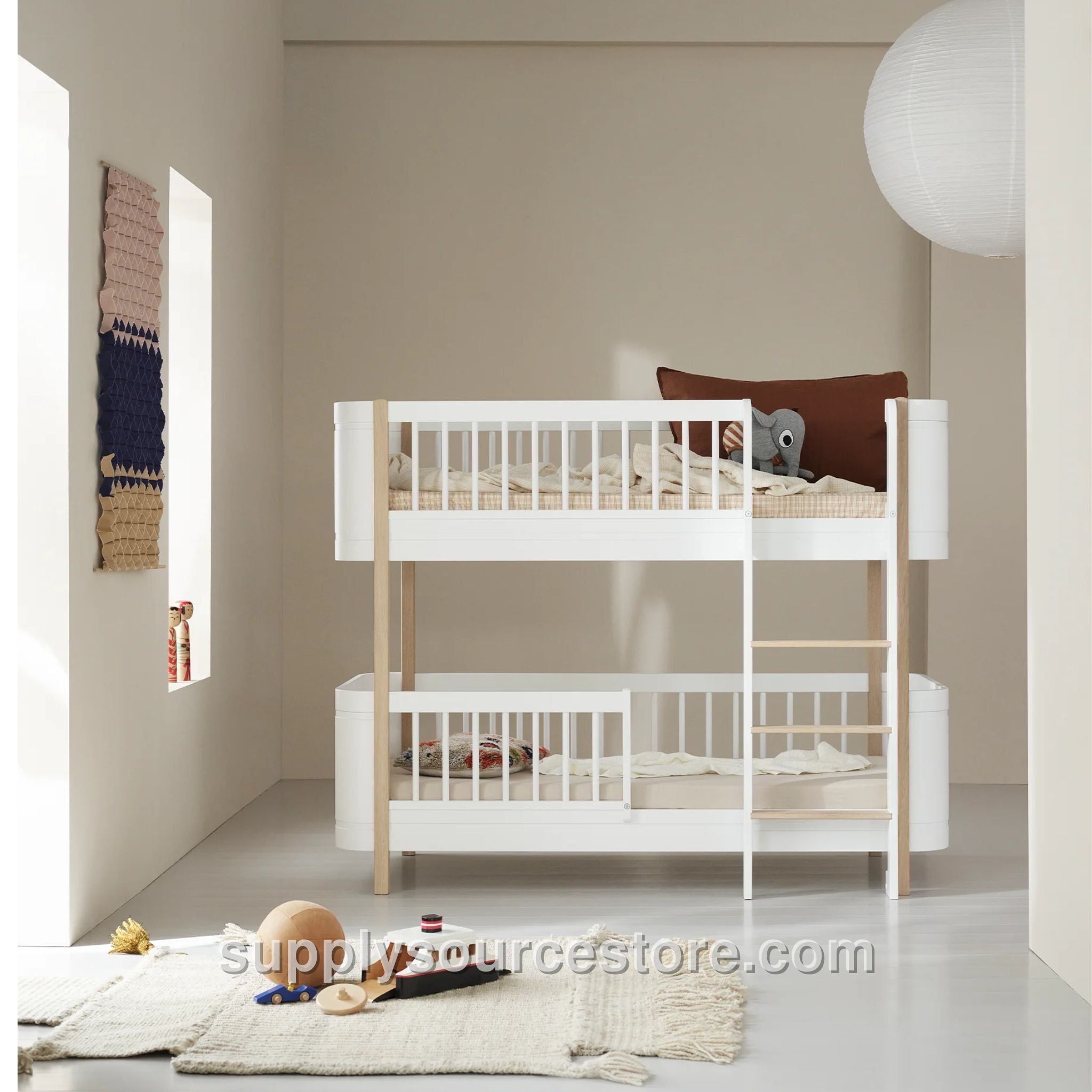 Wood Mini+ Low Bunk Bed - White/Oak