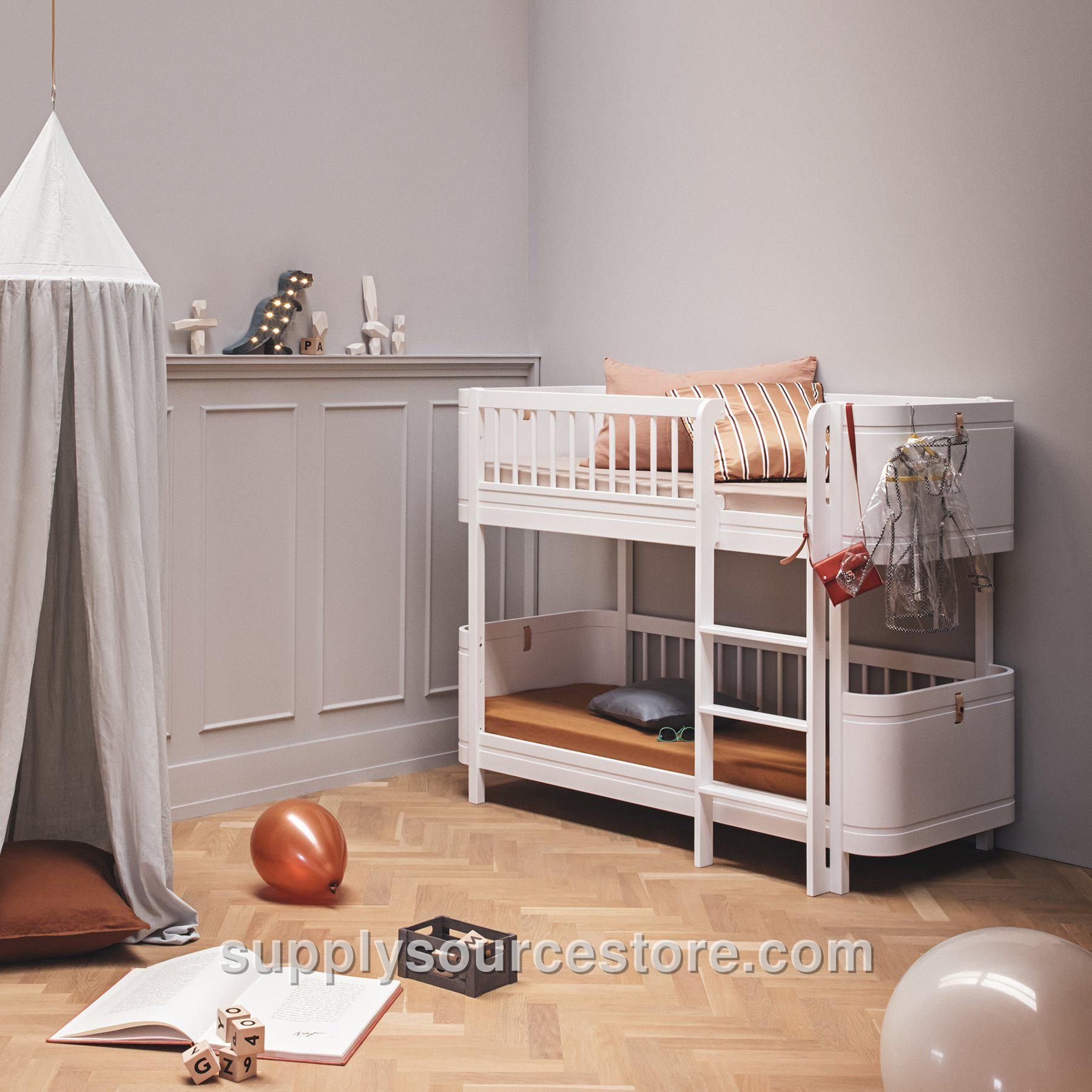 Wood Mini+ Low Bunk Bed - White