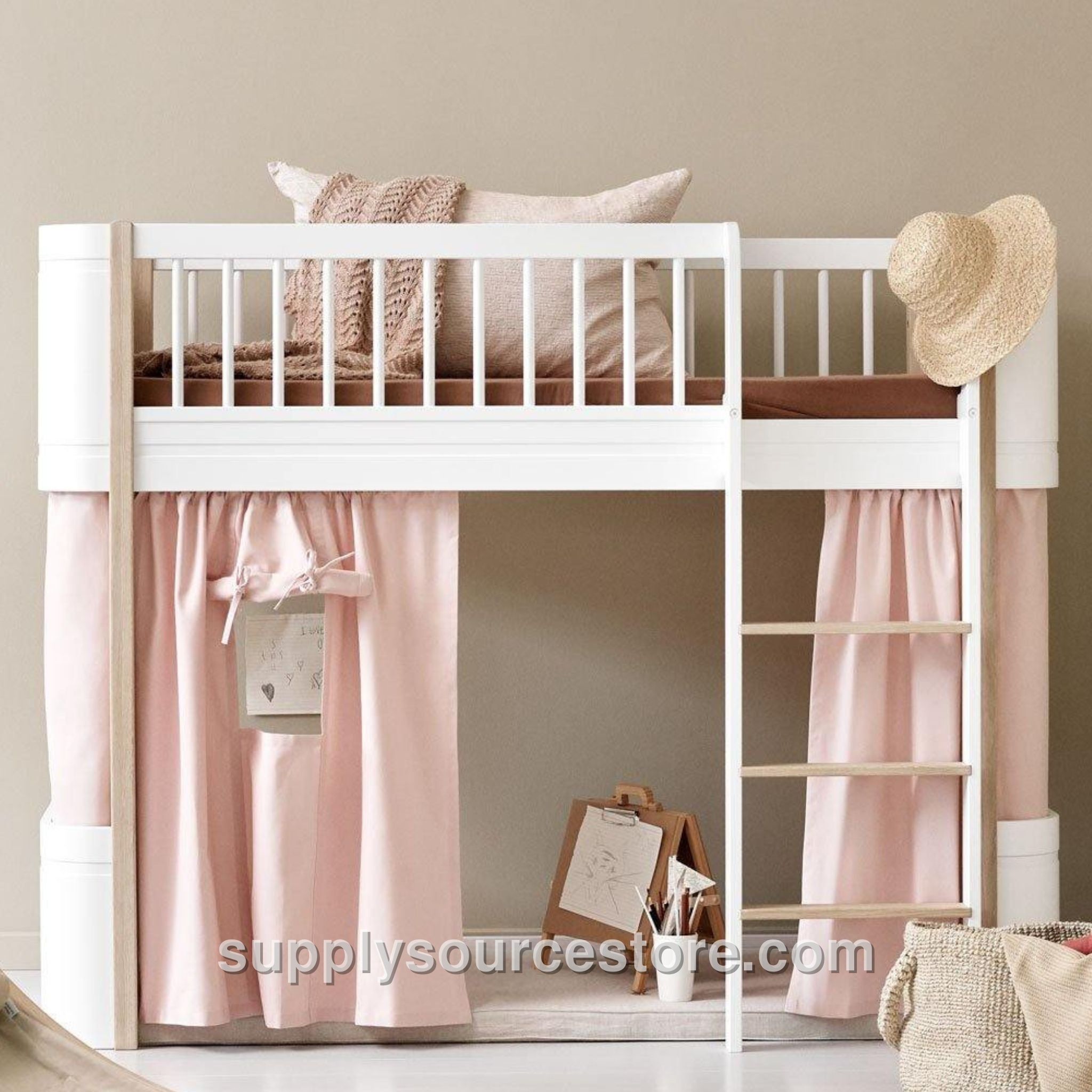 Wood Mini+ Cabin Curtains for Low Loft Bed
