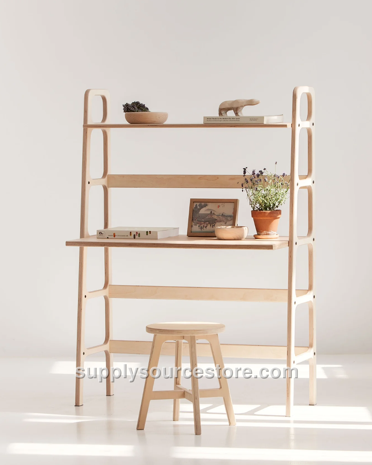 Mid-Century Desk with Shelf · Midi · 140 cm (55.1 in)
