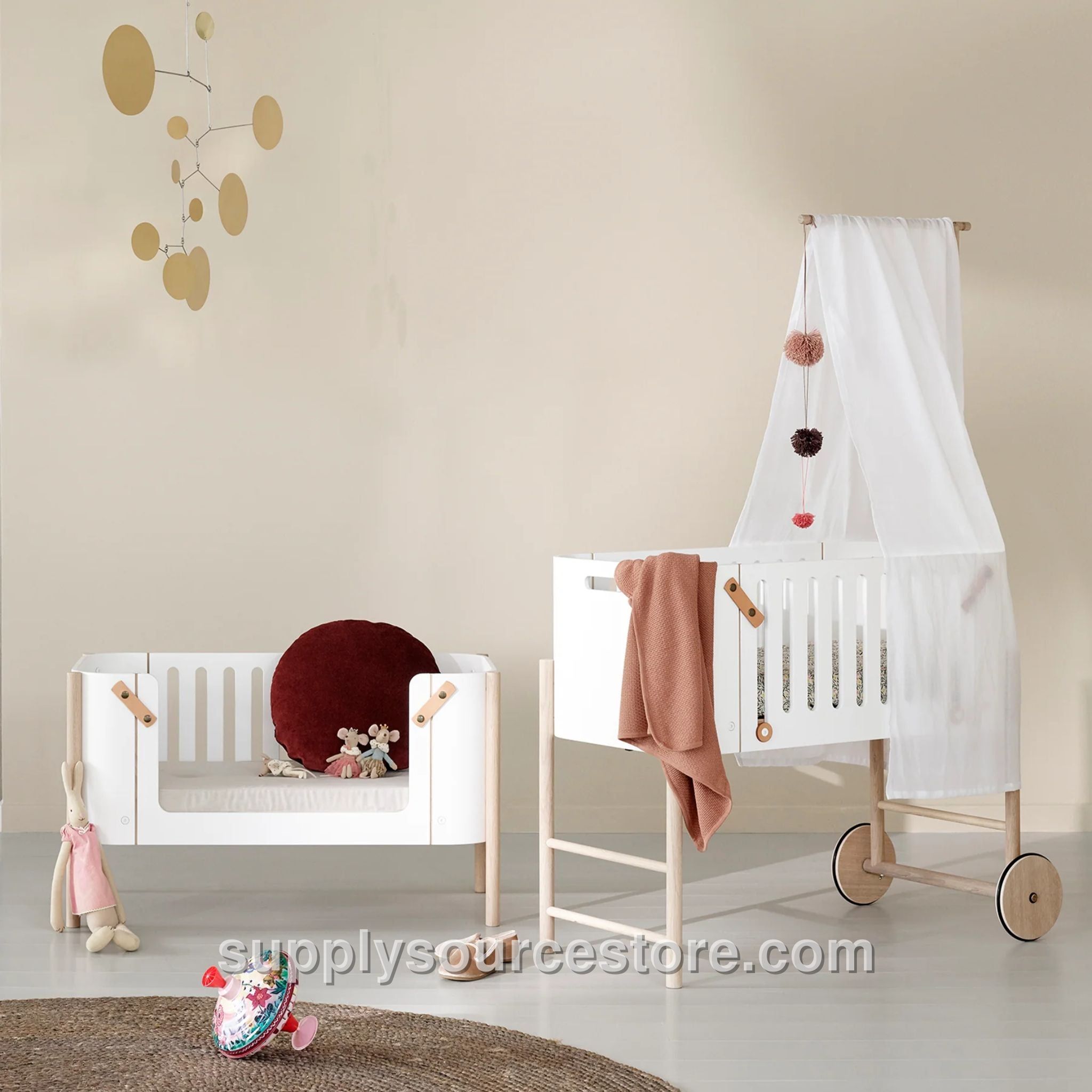 Wood Co-Sleeper Inc Bench Conversion - White/Oak