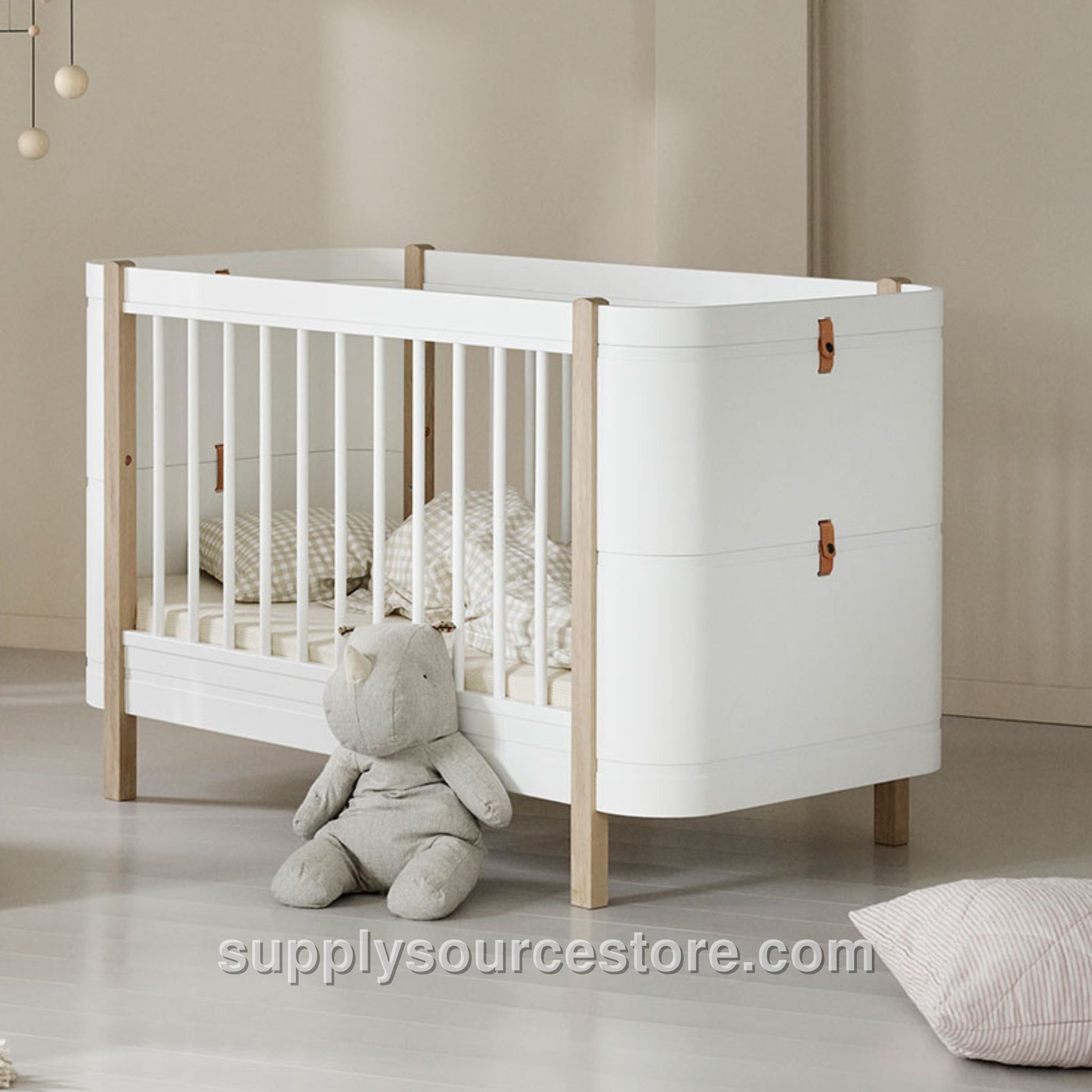 Wood Mini+ Cot Bed - White/Oak