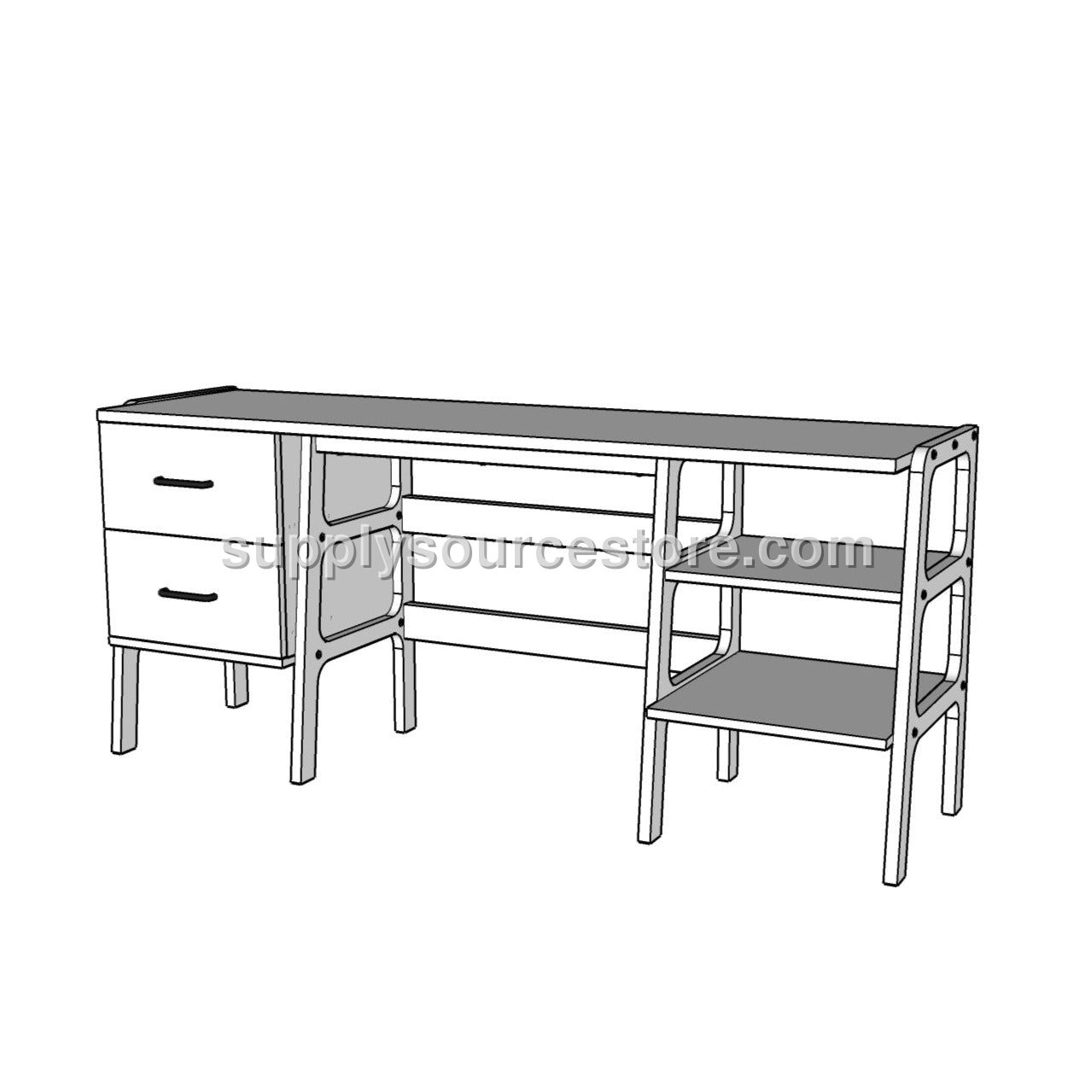 Desk 49 with 2 drawers and 2 shelves