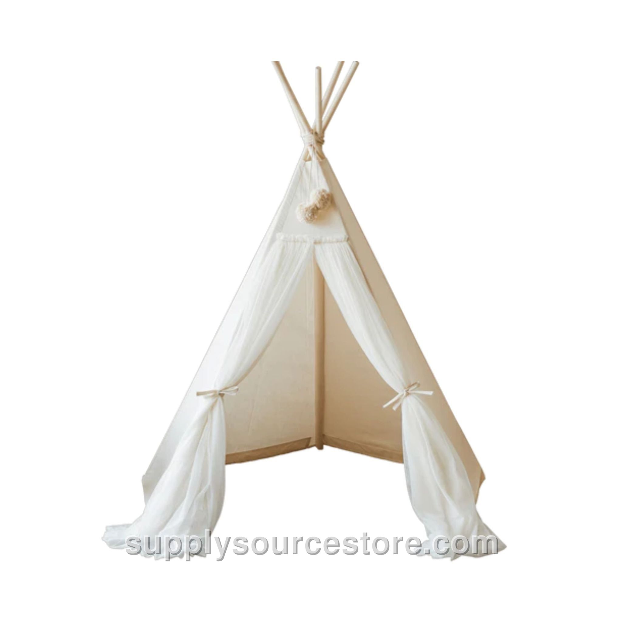 Fairy Teepee Play Tent With Tulle - Ecru