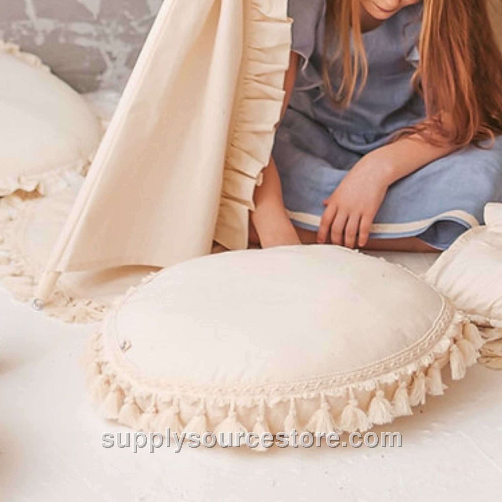 Tassel Throw Cushion - Ecru