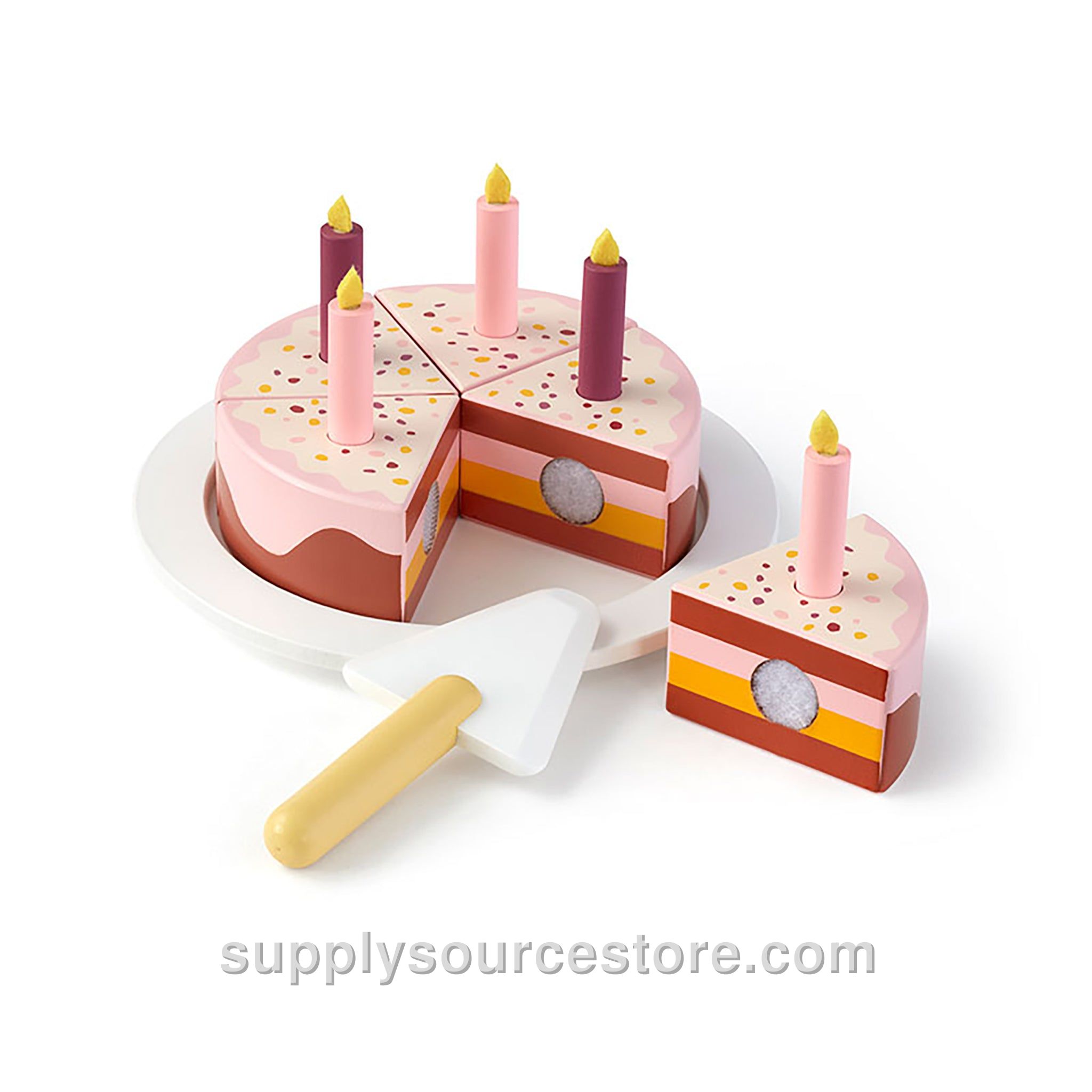 Wooden Birthday Cake - Pink