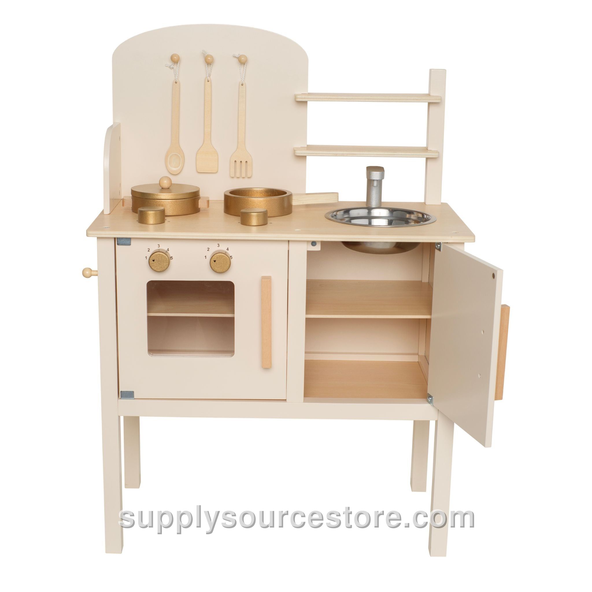 Wooden Play Kitchen Cream