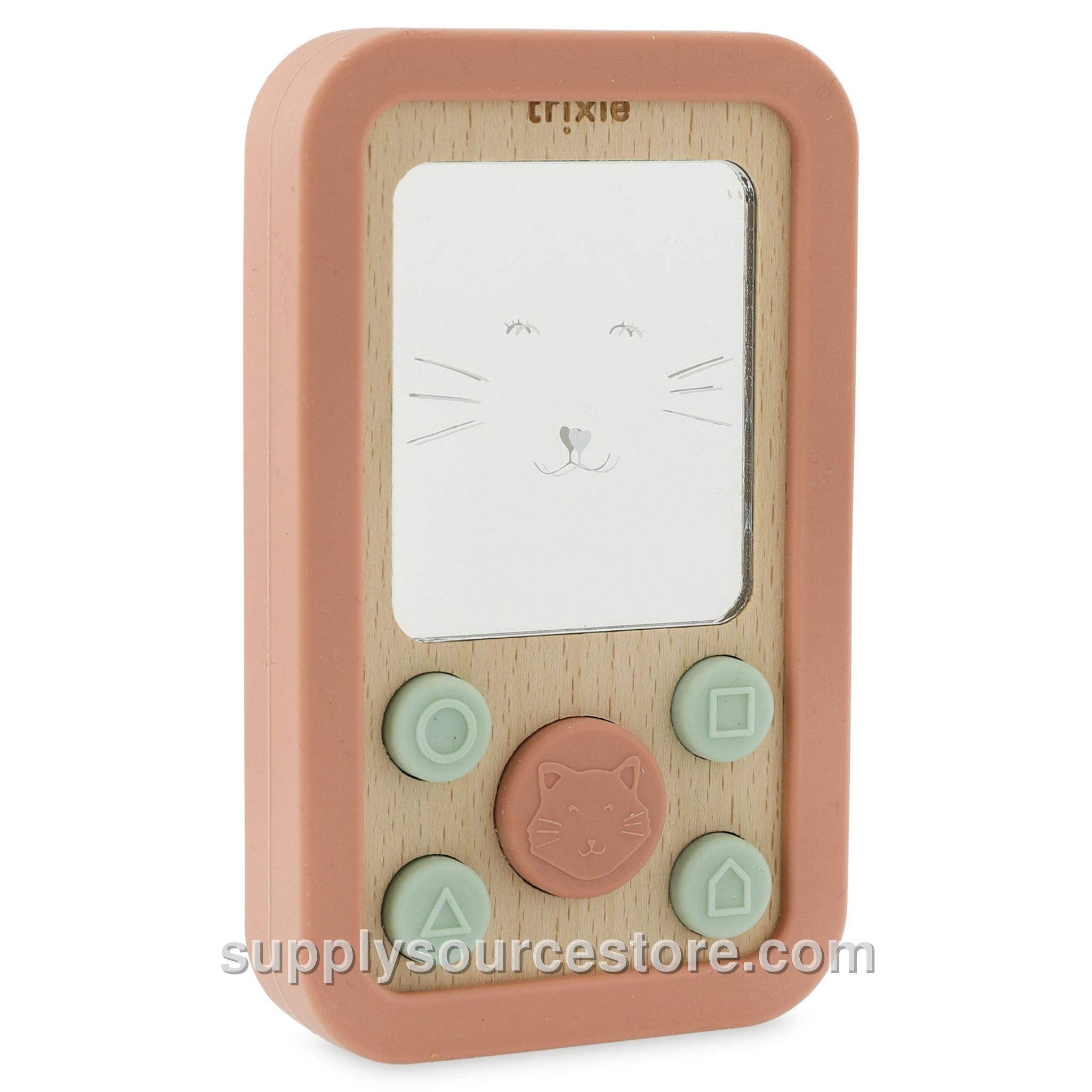 Wooden Silicone Baby Phone - Mrs Cat