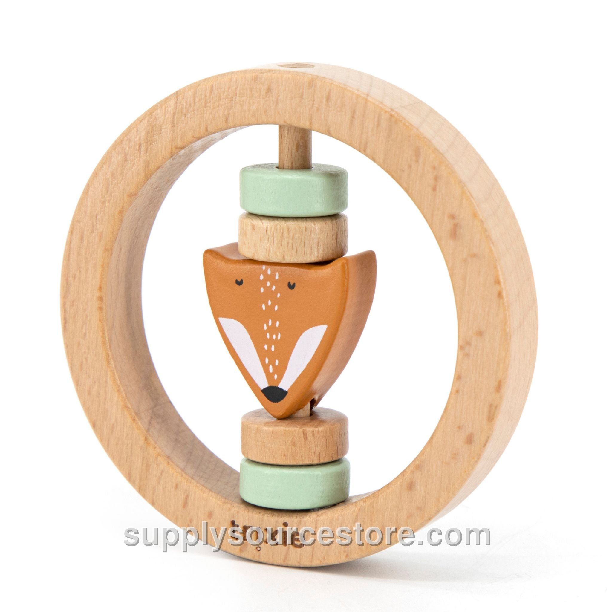 Wooden Round Rattle - Mr. Fox