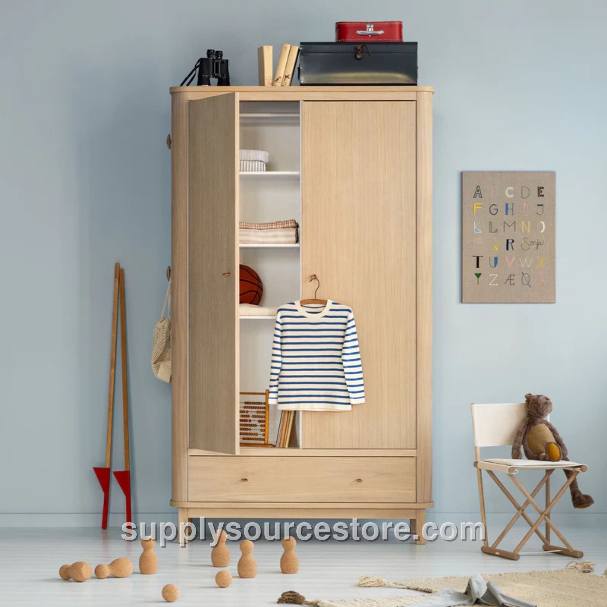 Wood Double Wardrobe - Oak