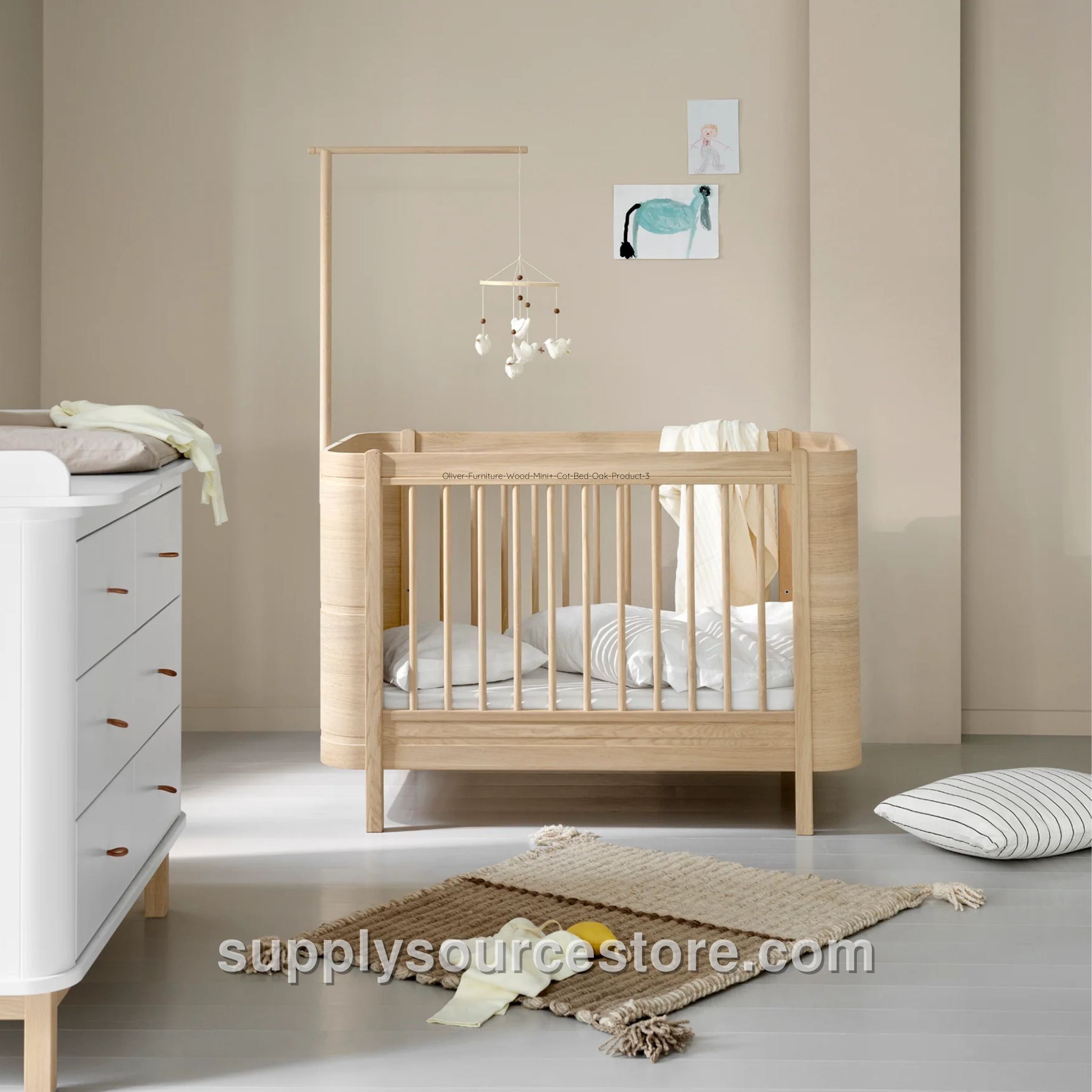 Wood Mini+ Cot Bed - Oak