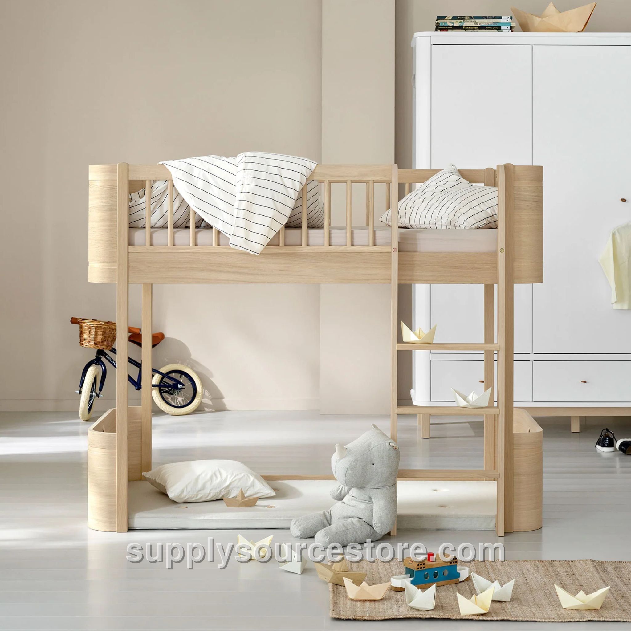 Wood Mini+ Low Loft Bed - Oak