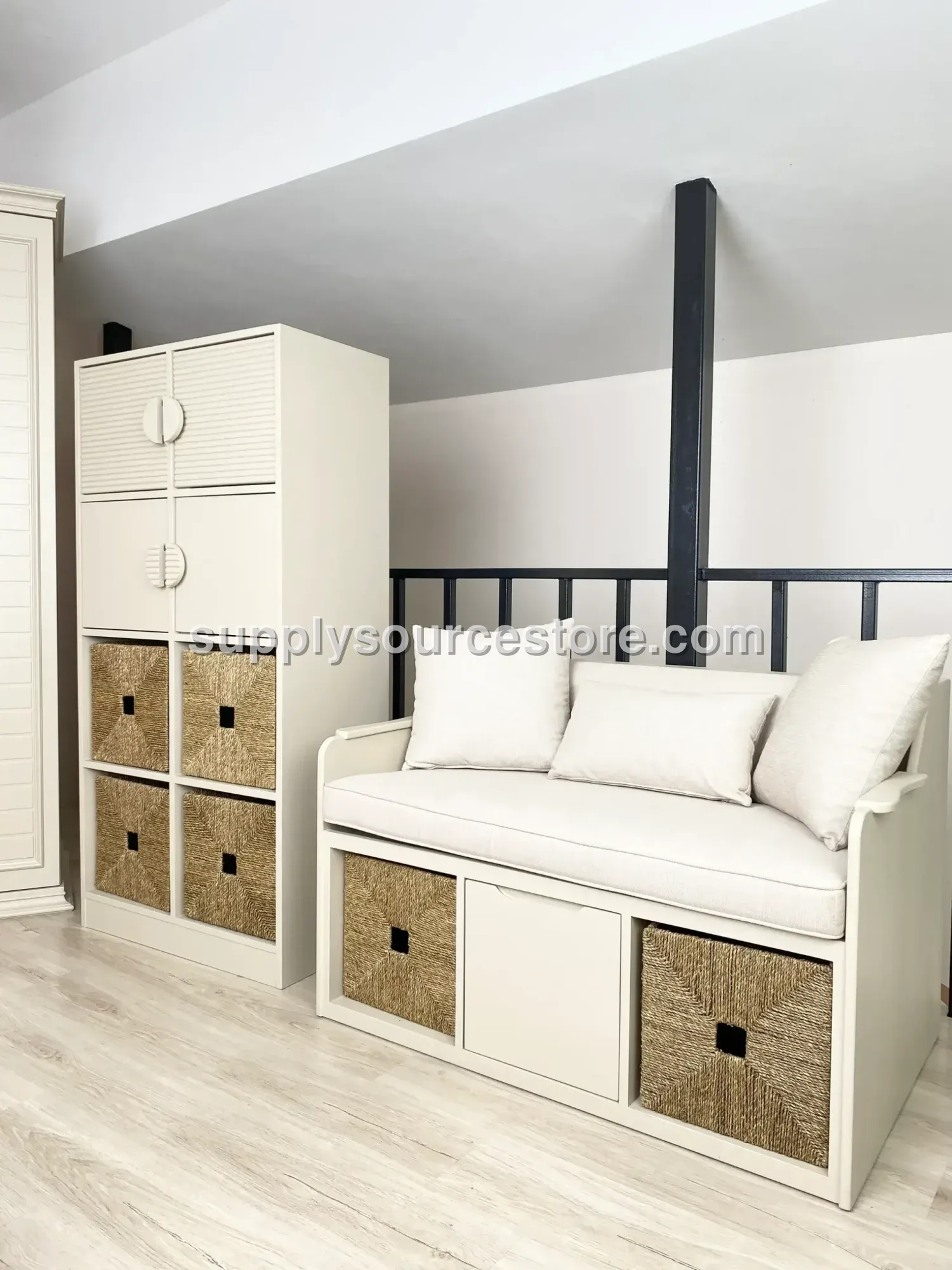 Noble Series Sedir Bench – 3-Piece - With Basket Seating Unit and Storage Area