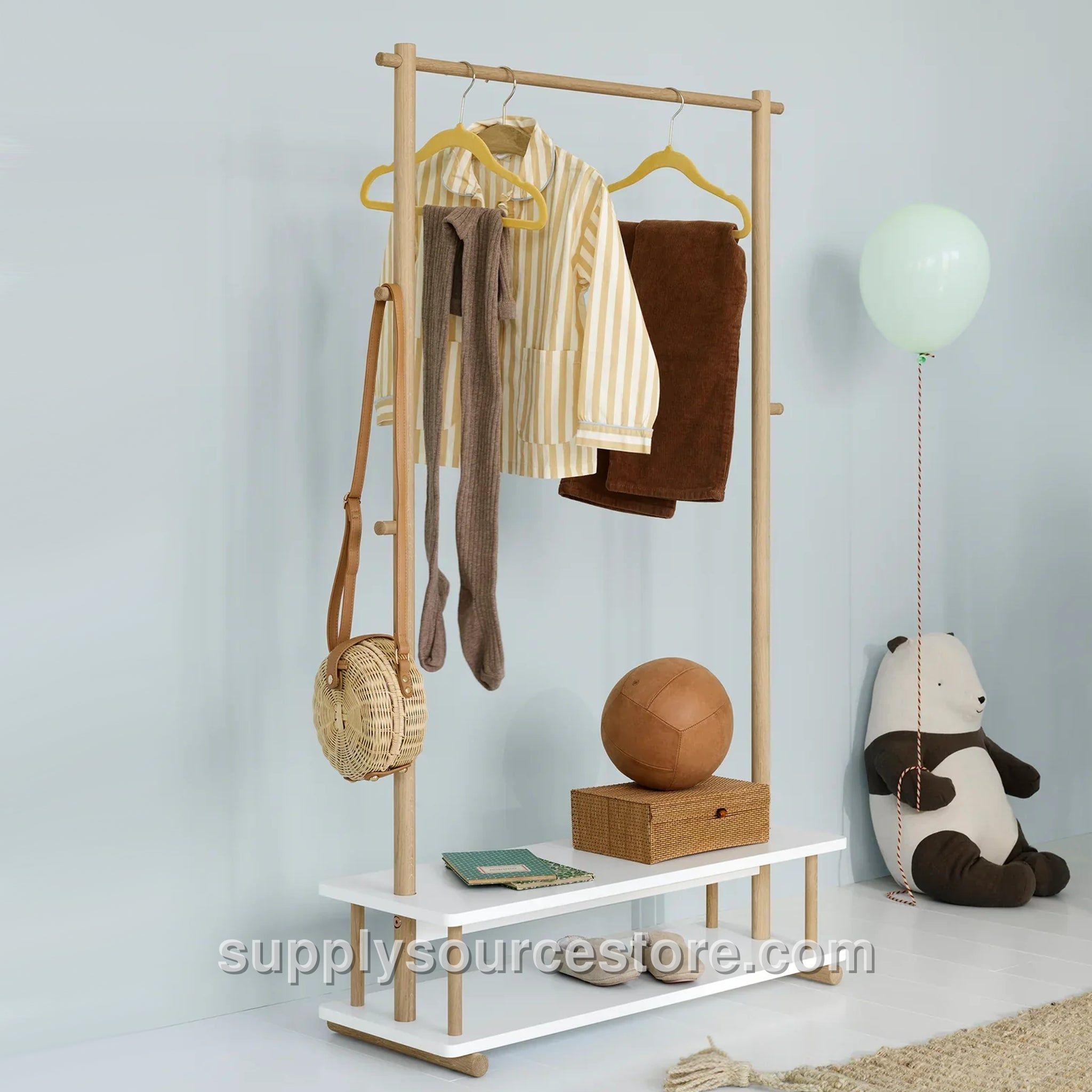 Camp Clothes Rail - White/Oak