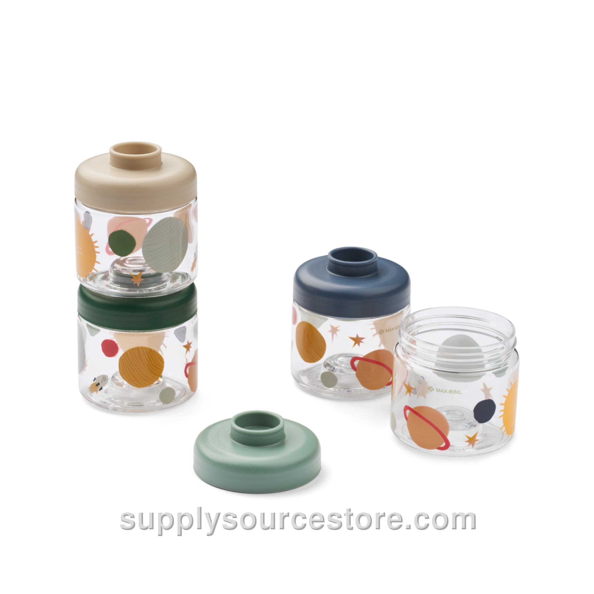 Dominique Baby Food Tritan Pots 4 Pack - Universe / Classic Navy