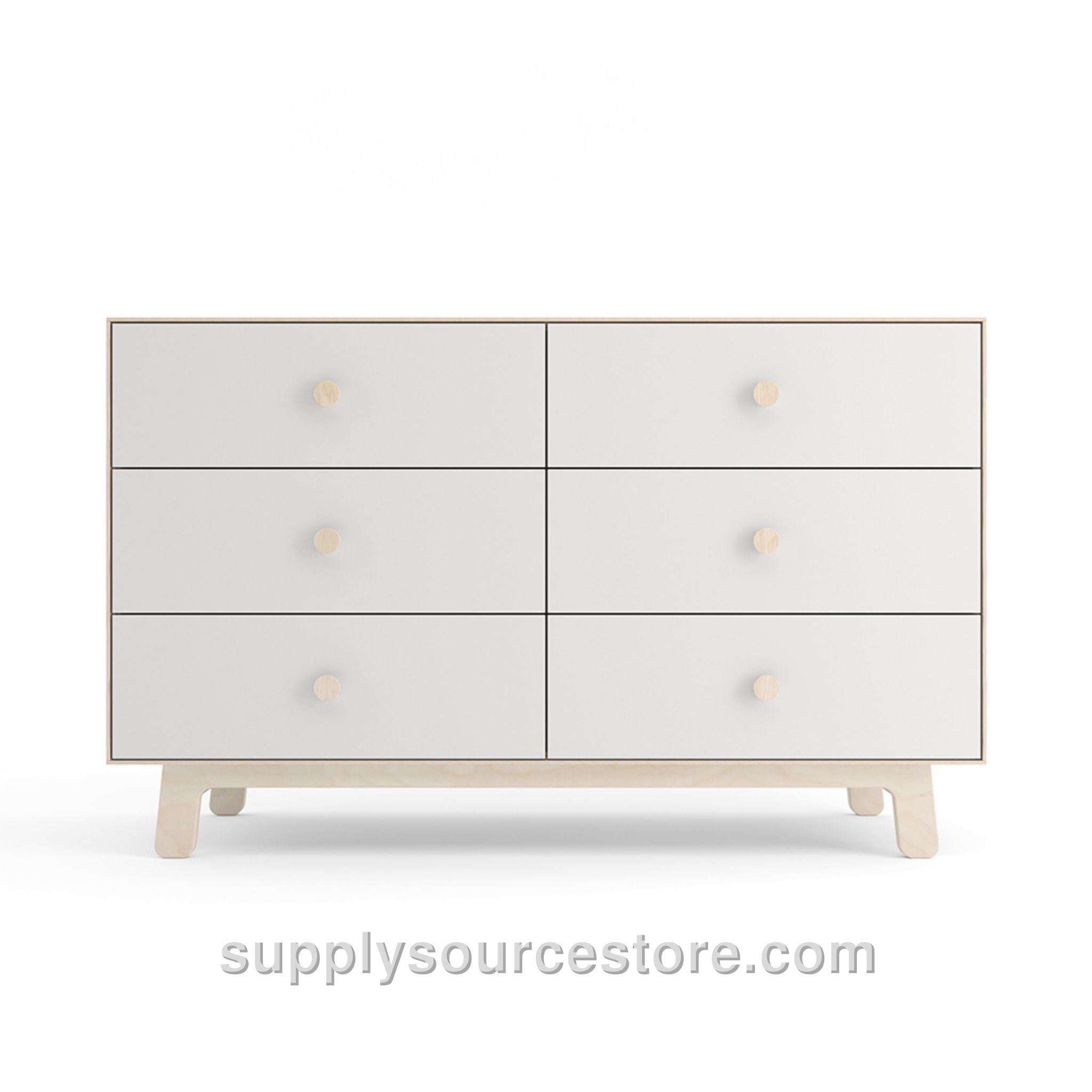 Merlin 6 Drawer Dresser Sparrow - White/Birch