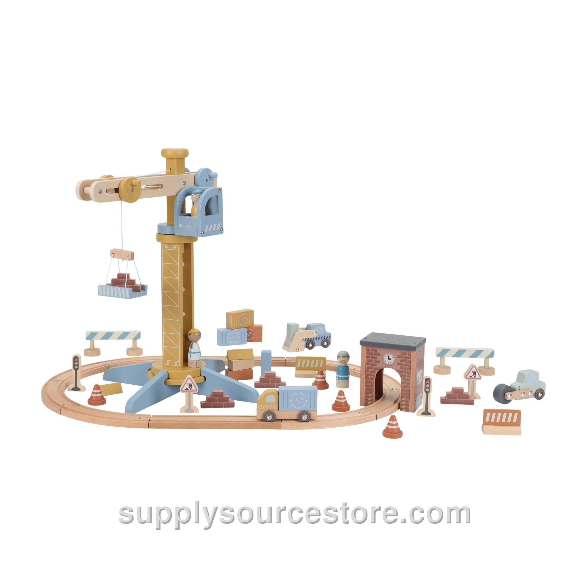 Wooden Train Track Crane Set
