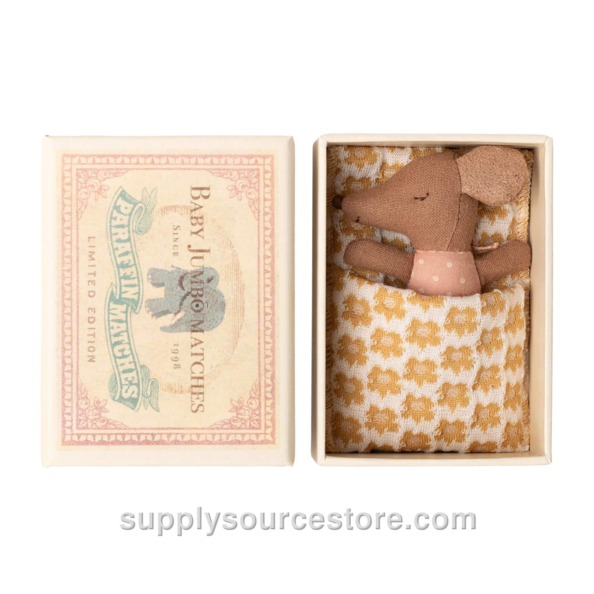Sleepy Wakey Baby Mouse In Matchbox - Rose