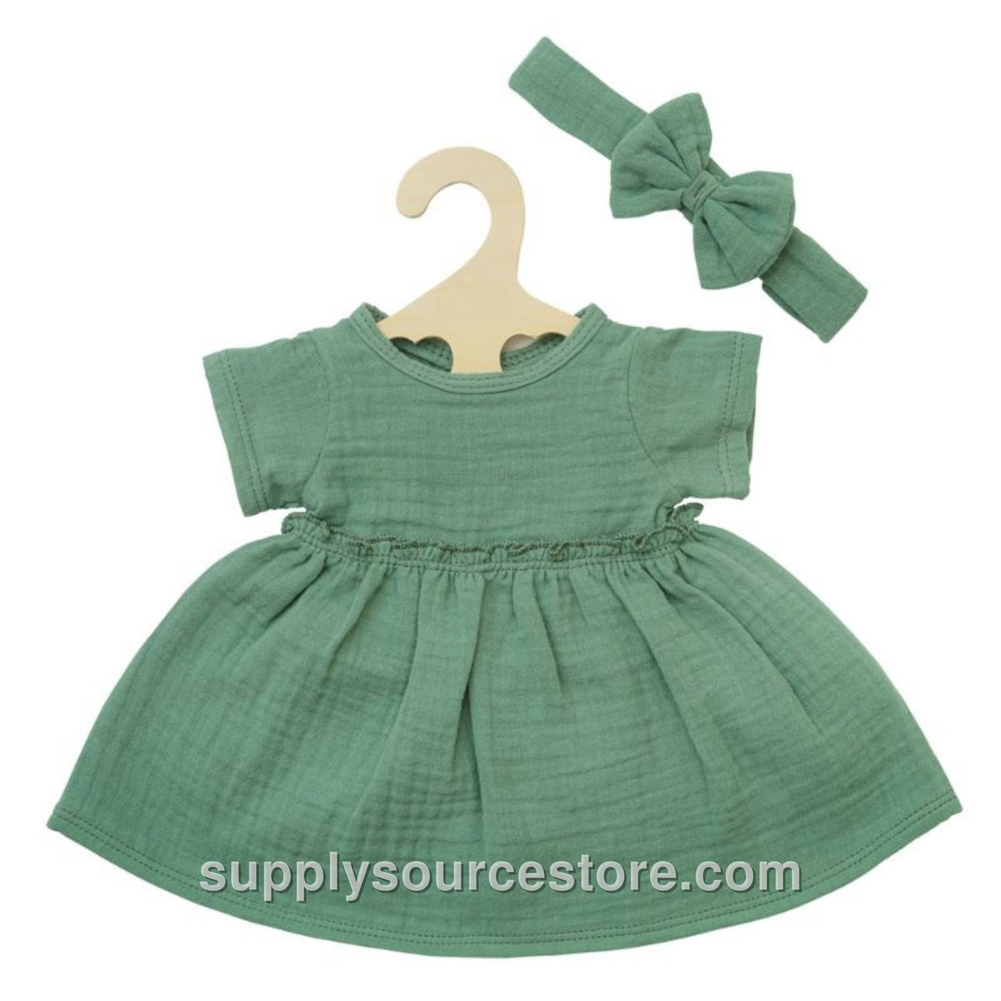 Doll Dress and Headband Set - Sage Green