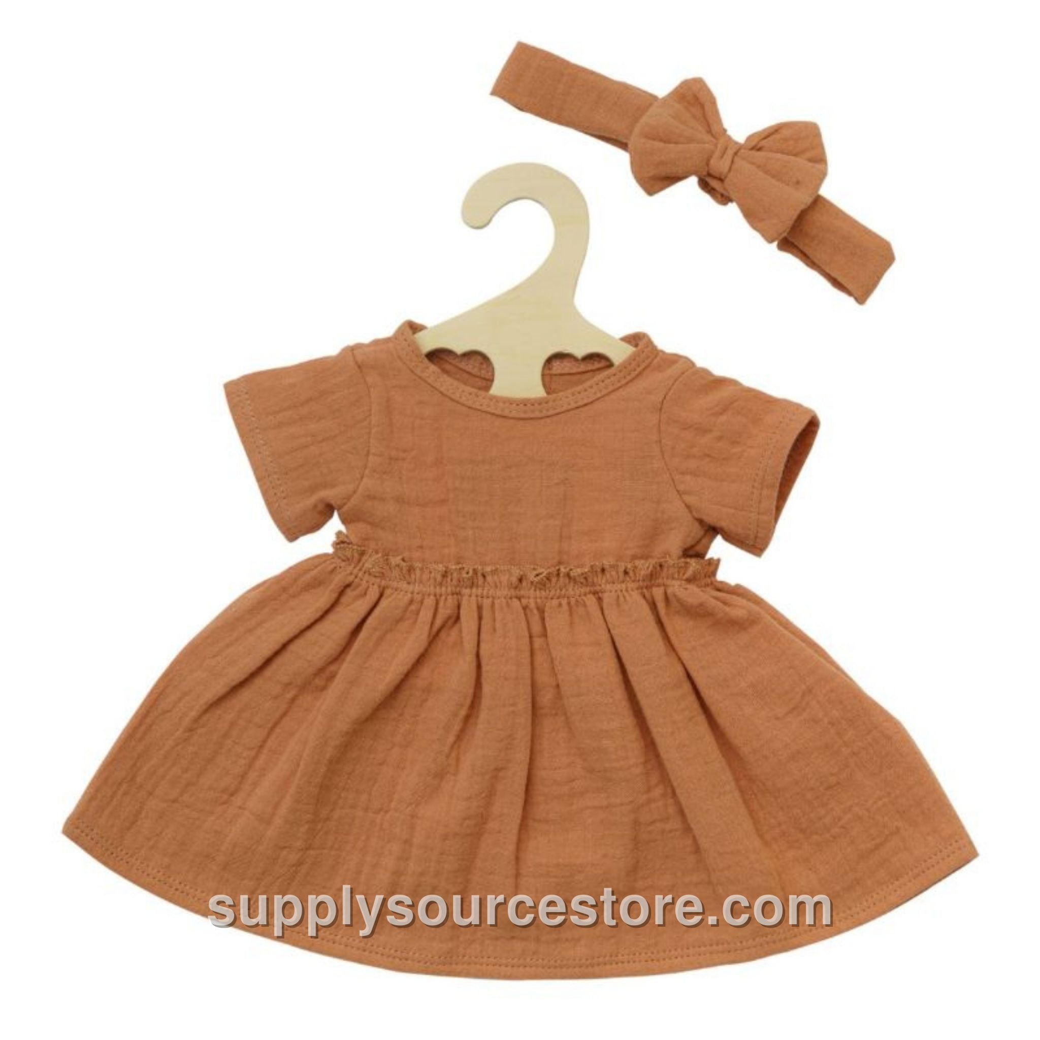 Doll Dress and Headband Set - Caramel