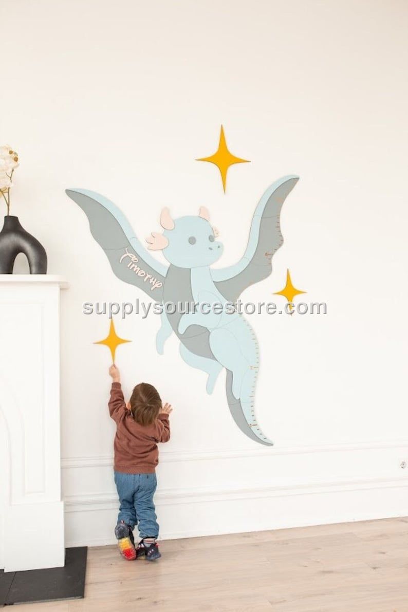 Cute Baby Dragon - Wooden Height Chart | Growth Chart