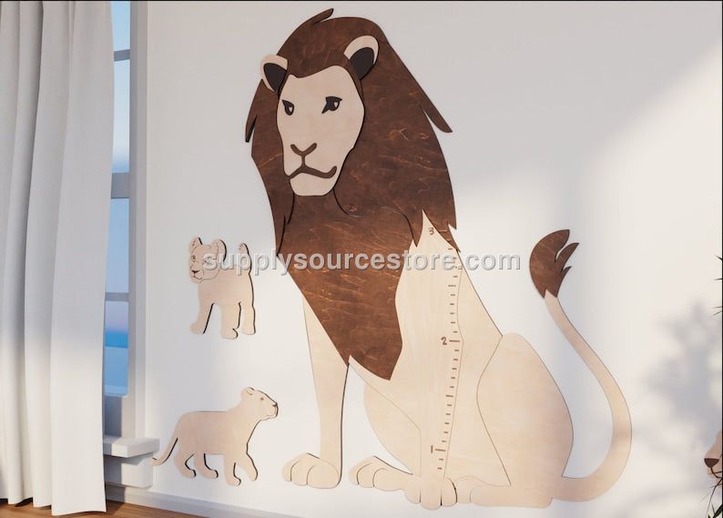 Lion - Wooden Height Chart | Growth Chart