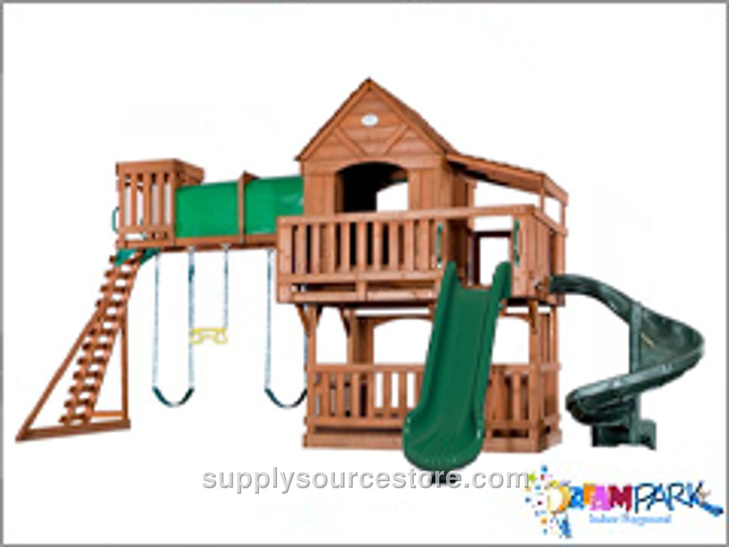 Wooden Tunnel Playhouse With Slide